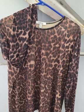 edited Leopard Print Long Sleeve Top - Brown
